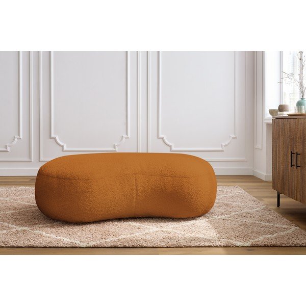 Tabure za noge izrađen od bouclé tkanine u boji senfa Saint-Germain – Bobochic Paris-image-1