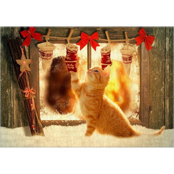 Tepih Vitaus Christmas Period Playful Cat, 50 x 80 cm