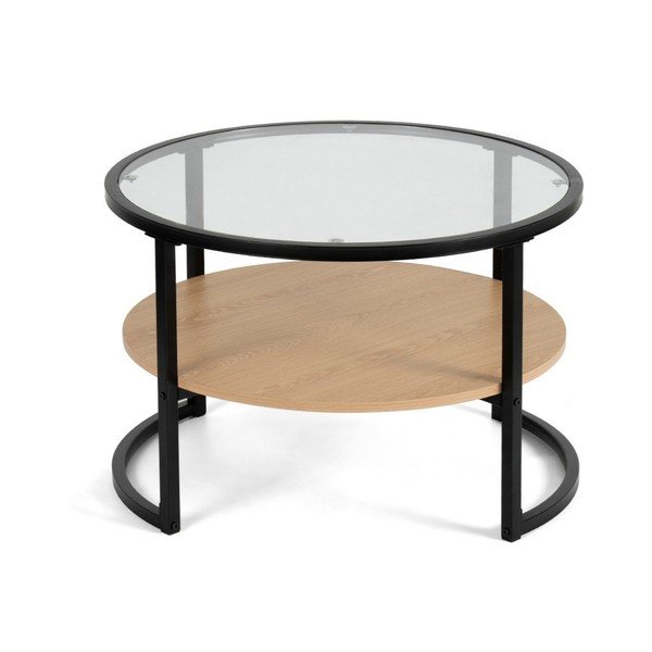 Crni/u prirodnoj boji okrugao stolić za kavu u dekoru hrasta ø 68 cm Zanu – Bonami Essentials-image-2