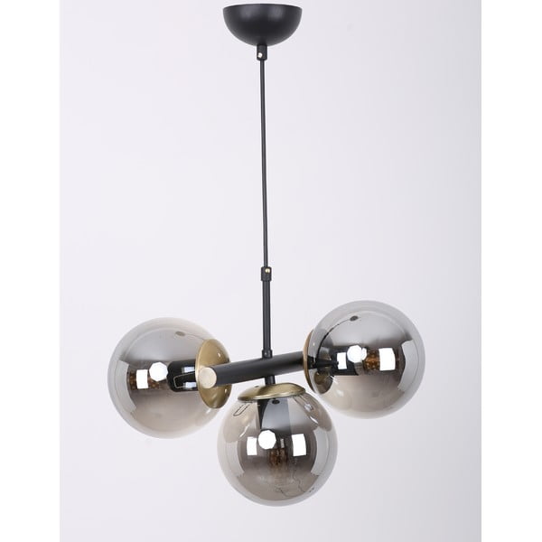 Crna/siva viseća svjetiljka sa staklenim sjenilom ø 15 cm Cascade – Squid Lighting-image-4