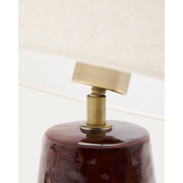 Crvena/bijela stolna lampa s tekstilnim sjenilom (visina 49 cm) Drava – Kave Home-image-3