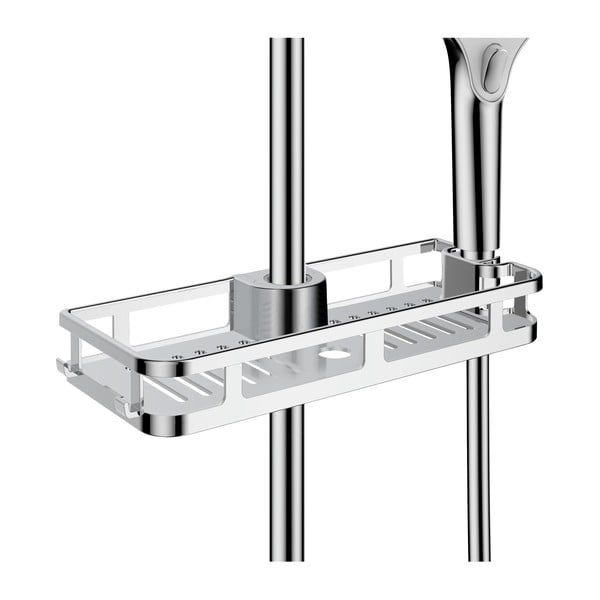 Samodržeća plastična kupaonska polica u sjajnoj srebrnoj boji Libertà - Wenko-image-2