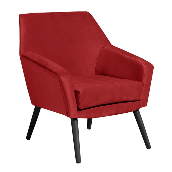 Cigla baršunasto crvena fotelja s crnim nogama Max Winzer Alegro