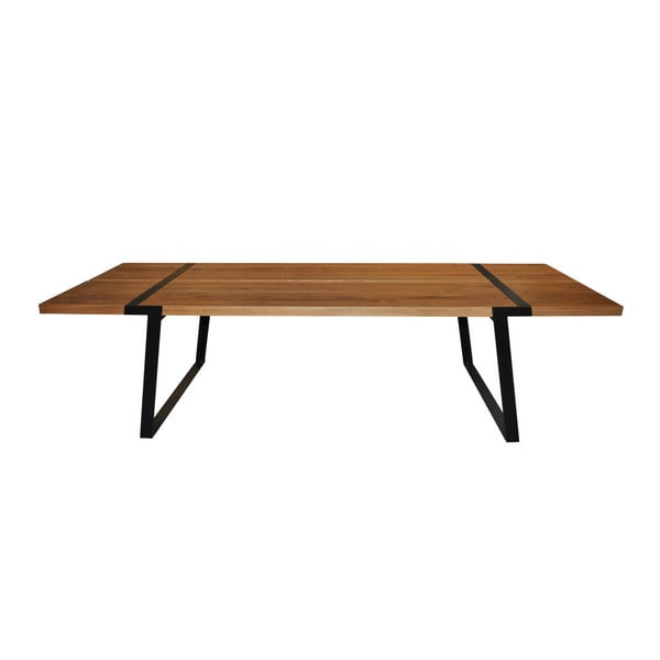 Tamni drveni stol za blagovanje s crnim postoljem Canett Gigant, 240 cm