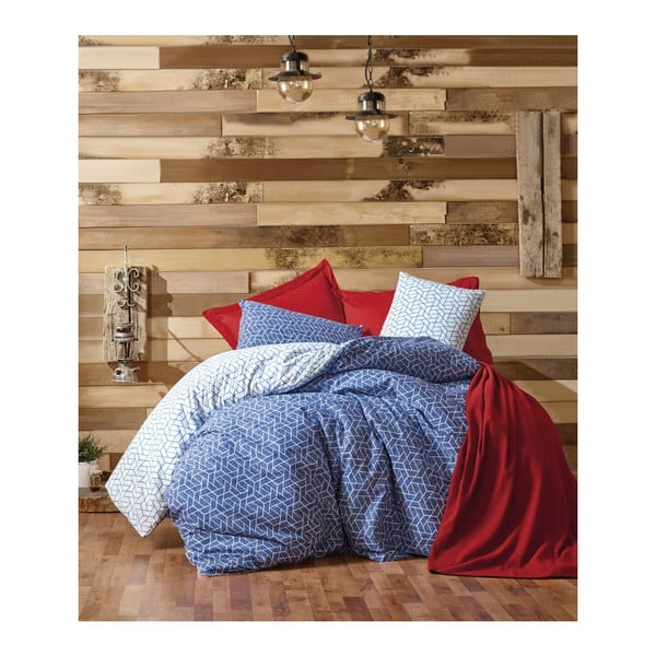 Set pamučne posteljine za bračni krevet s plahtom Trapani, 200 x 220 cm