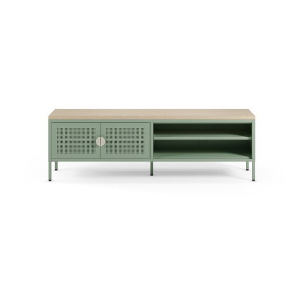 Mentol zelena/u prirodnoj boji metalna TV komoda 160x50x35 cm Sayla – Marckeric