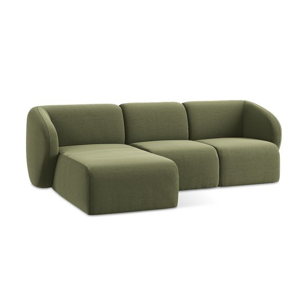 Zelena baršunasti kutna garnitura (s lijevim kutom/s ležaljkom) Lani – Makamii-image-4