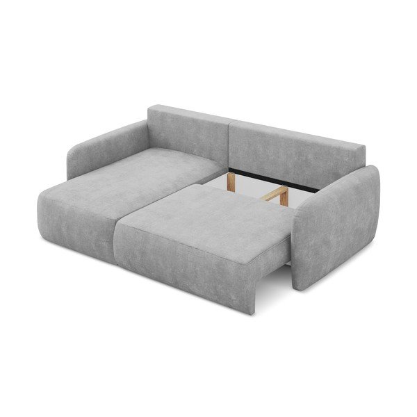 Svijetlo siva sklopiva/s prostorom za pohranu kutna garnitura od šenila (s lijevim kutom/s ležaljkom) Lilo – Makamii-image-3