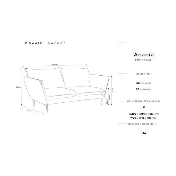 Bež sofa od baršuna Mazzini Sofas Acacia, dužine 225 cm-image-3