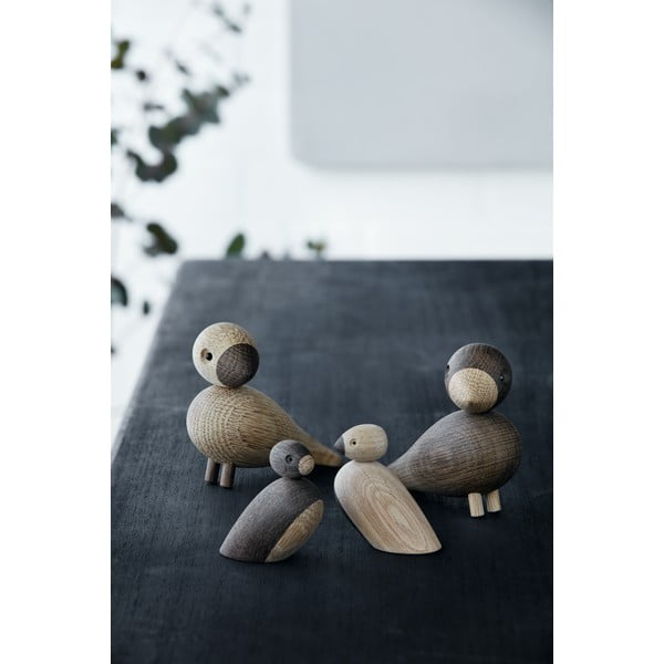 Set od 2 kipića od punog hrasta Kay Bojesen Danska Par vrabaca-image-1