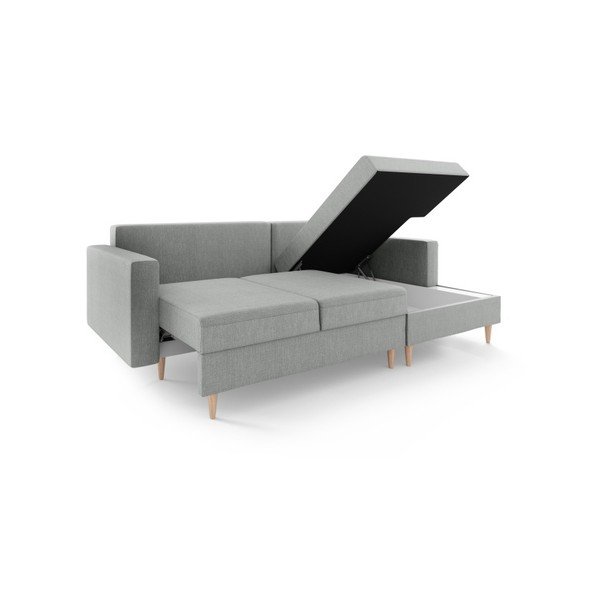 Sivi kauč na razvlačenje s prostorom za odlaganje Mazzini Sofas Aubrieta, desni kut-image-2