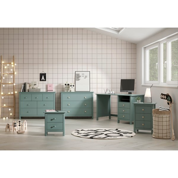 Niska dječja škrinja od borovine u petrolej boji 100x80 cm Max - Marckeric-image-2