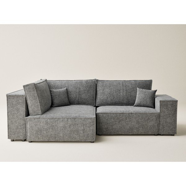 Siva sklopiva/s prostorom za odlaganje kutna garnitura od šenila (s lijevim kutom/u obliku slova L) Tonga – Maison de Rêve-image-2