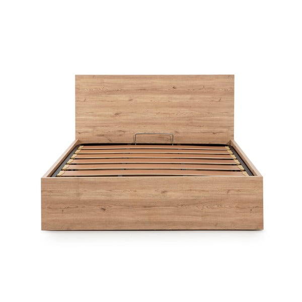 Bračni krevet s prostorom za pohranu s podnicom 160x200 cm u prirodnoj boji Kronos – Marckeric-image-2