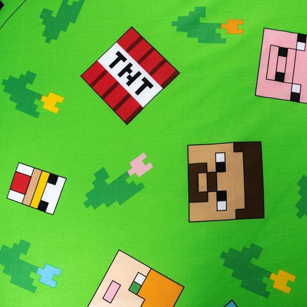 Zelena/plava pamučna dječja posteljina za krevet za jednu osobu 140x200 cm Minecraft "Outdoor Mobs" – Jerry Fabrics-image-4