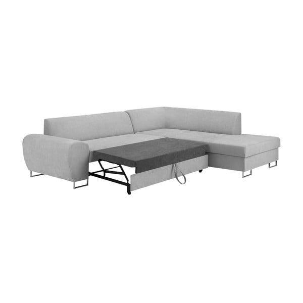 Sivi kutni kauč na razvlačenje s prostorom za odlaganje Kooko Home XL Desna kutna sofa Piano-image-4
