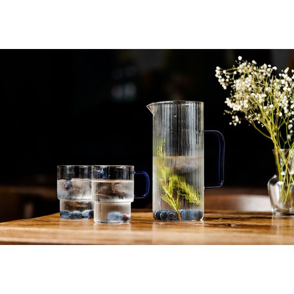 Plave staklene šalice u setu 2 kom za cappuccino 350 ml Livio – Vialli Design-image-2