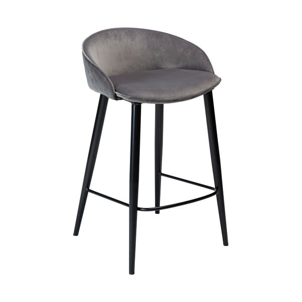 Siva baršunasta barska stolica DAN-FORM Denmark Dual, visina 91 cm