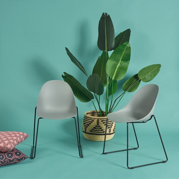 Set od 2 sive blagovaonske stolice s crnim podnožjem Bonami Selection Viva-image-1