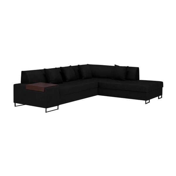 Crni kutni kauč na razvlačenje s nogicama u crnoj boji Cosmopolitan Design Orlando, desni kut