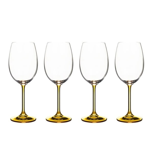 Set od 4 vinske čaše od žutog Bitz Fluidum kristalnog stakla, 450 ml