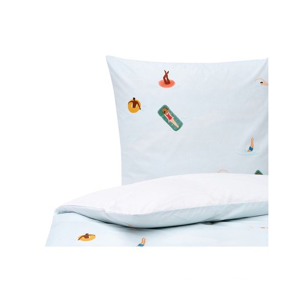 Svijetloplava posteljina od pamučnog perkala Westwing Collection Swim, 155 x 220 cm-image-2