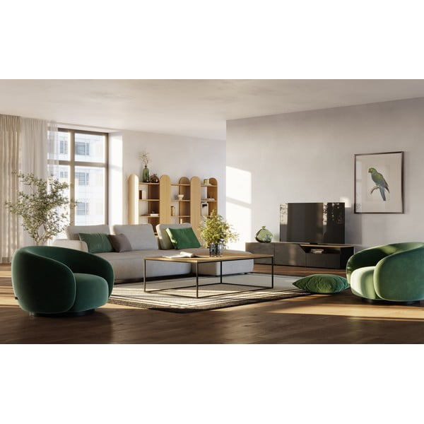 Crna/u prirodnoj boji TV komoda s pločom stola u dekoru hrasta 180x38 cm Verone – TemaHome-image-1