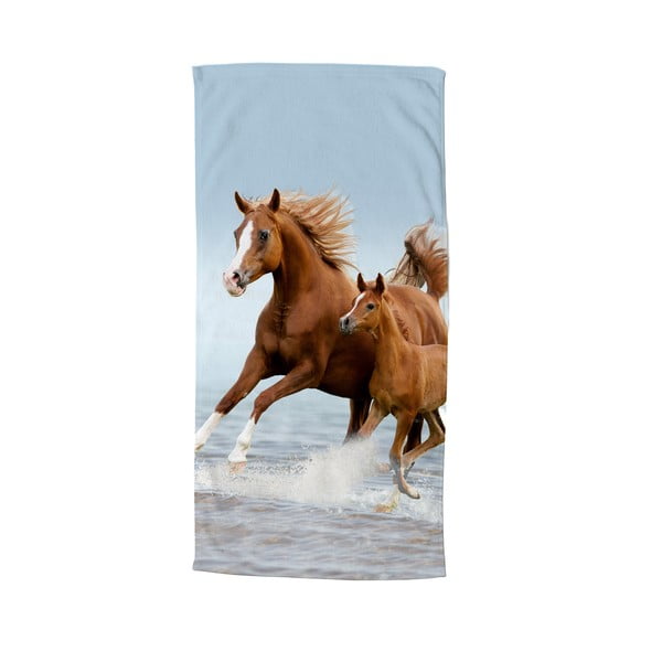 Plavi/smeđi ručnik za plažu od samta za djecu 75x150 cm Free – Good Morning