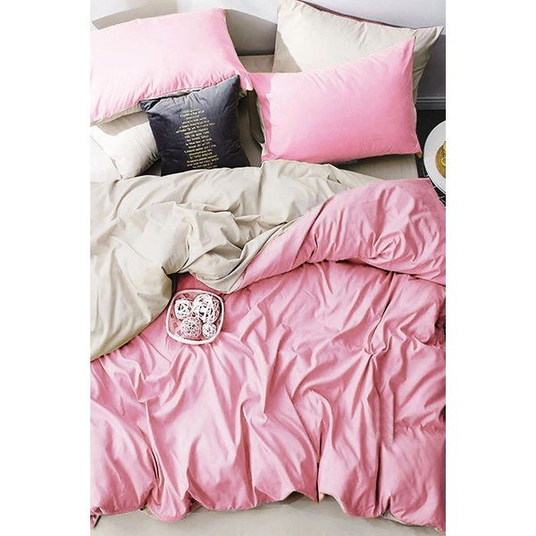 Rozo-krem pamučna posteljina za bračni krevet/s produženom plahtom  200x220 cm - Mila Home-image-2