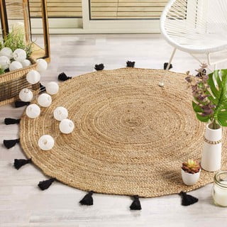 Crni/u prirodnoj boji okrugli tepih ø 120 cm Shira – douceur d'intérieur