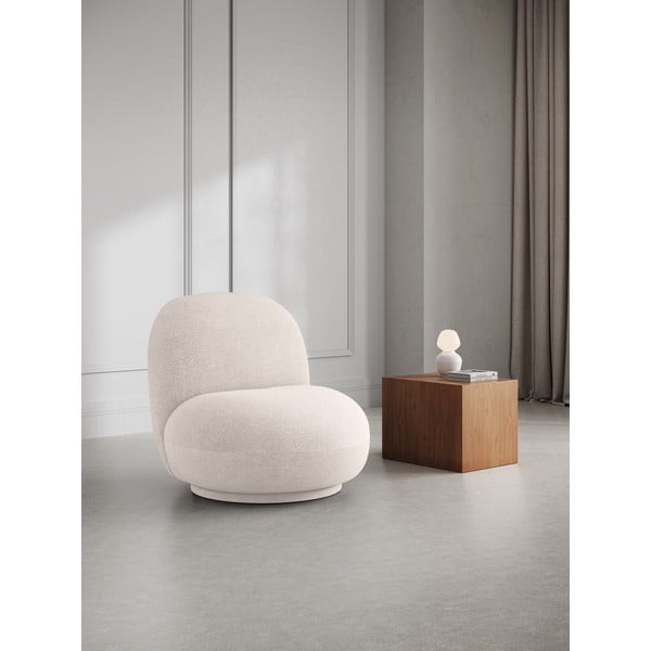 Bijela fotelja od bouclé tkanine Chuck – Micadoni Home-image-1