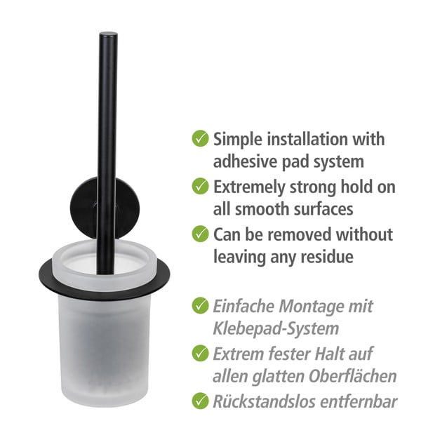 Mat crna staklena samoljepljiva WC četka Bivio – Wenko-image-4