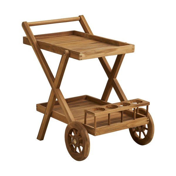 Kolica za posluživanje na kotačima od masivnog drveta 50x86 cm Pasaku – House Nordic