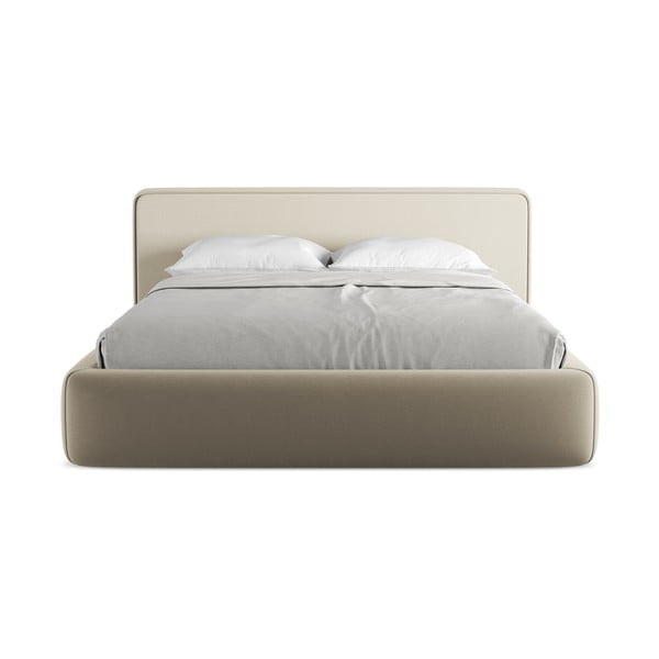 Bež tapecirani bračni krevet s prostorom za odlaganje s podnicom 160x200 cm Kiana – Makamii-image-4