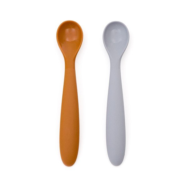 Svijetlo plave/narančaste plastične/silikonske dječje žlice u setu 2 kom Lili – Kave Home
