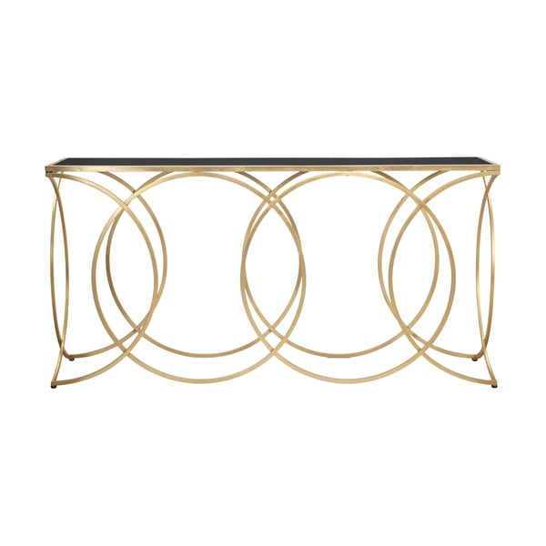 Crni/u zlatnoj boji pomoćni stol sa staklenom pločom stola 40x160 cm Infinity – Mauro Ferretti