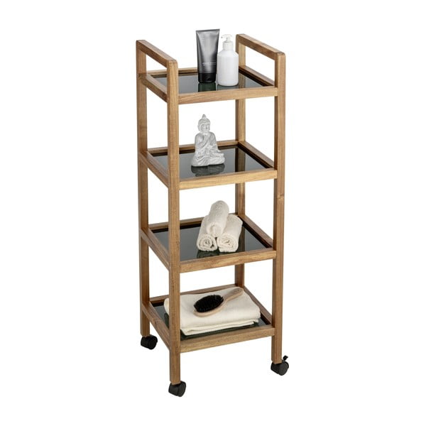 Crna/u prirodnoj boji kupaonska polica od masivnog bagrema 35x101,5 cm Fondi – Wenko-image-4