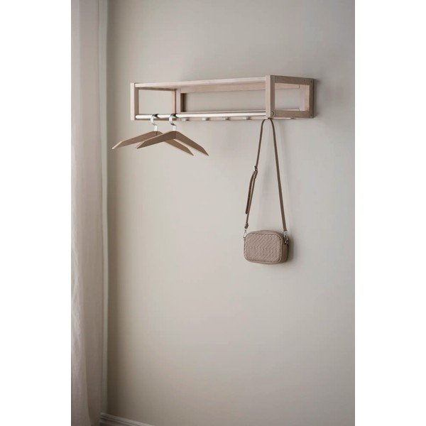 Zidna vješalica od punog hrasta u prirodnoj boji s policom Confetti – Rowico-image-1