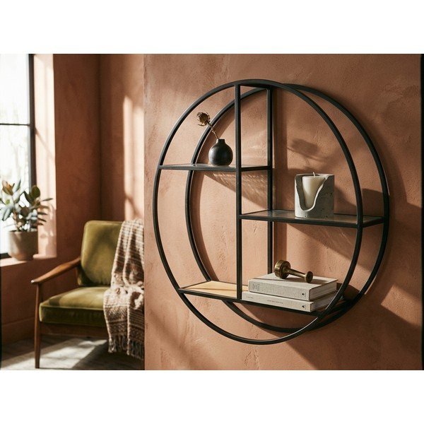 Crna/u prirodnoj boji metalna polica s više razina 61 cm Mataram – Premier Housewares-image-1