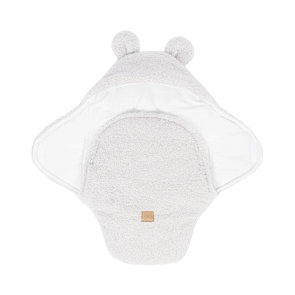 Pokrivač za povijanje od sherpa flisa boje slonovače 45x80 cm – Meowbaby-image-2