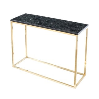 Crni granitni konzolni stol sa zlatnim podnožjem, duljina 100 cm