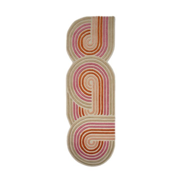 Ružičasta ručno rađena vunena staza 80x300 cm Spiral Shaped  – Flair Rugs