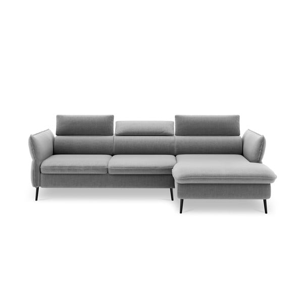 Svijetlo sivi kauč na razvlačenje sa prostorom za odlaganje Milo Casa Dario, desni kut