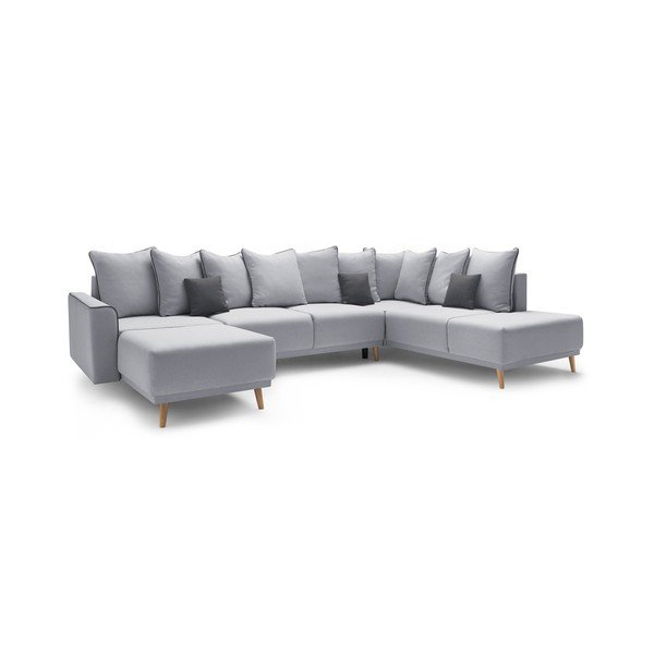 Sivi kauč na razvlačenje za "U" Bobochic Paris Panoramique XXL Mola, lijevi kut-image-3