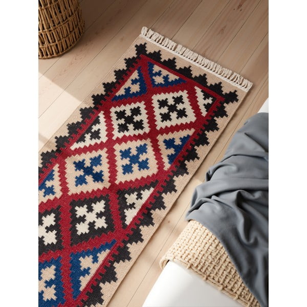 Crvena obostrana/ručno rađena vunena staza 60x190 cm Kamal Rami – Nouristan-image-2