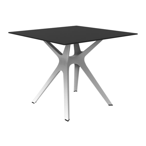 Blagovaonski stol s bijelim nogama i crnom pločom pogodan za vanjski Resol Vela, 90 x 90 cm