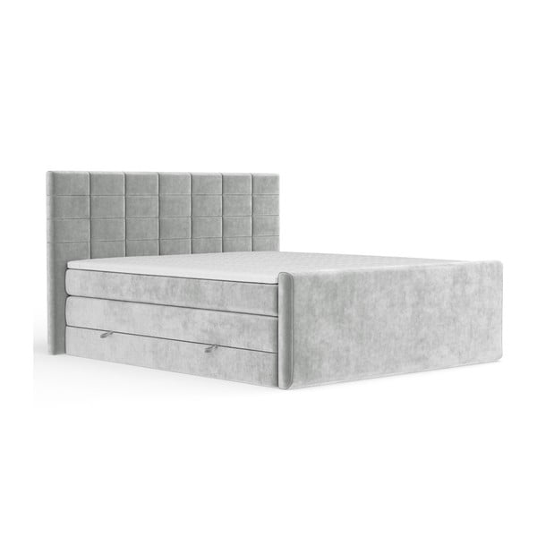 Svijetlo sivi boxspring krevet s prostorom za odlaganje 160x200 cm Ava – Maison de Rêve