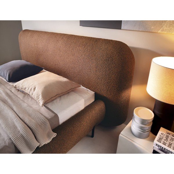 Tapecirani bračni krevet s prostorom za odlaganje s podnicom 140x200 cm boje terakote Pointt – ELTAP-image-4