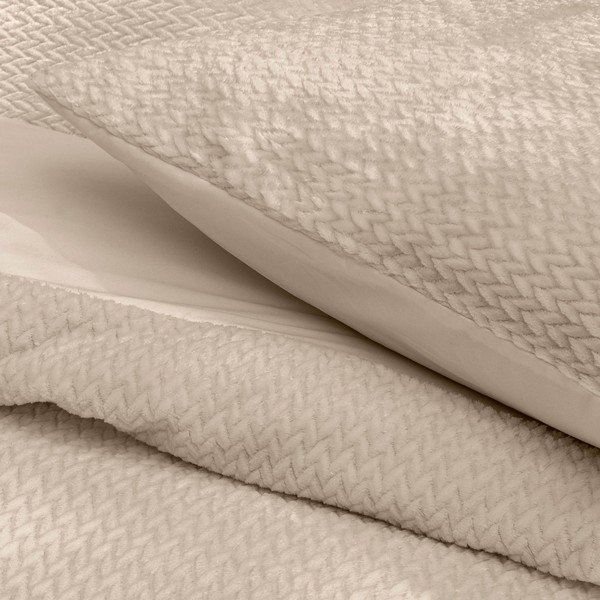 Bež 3-dijelna flanelska posteljina za bračni krevet/za produženi krevet 240x220 cm Flanela – douceur d'intérieur-image-2