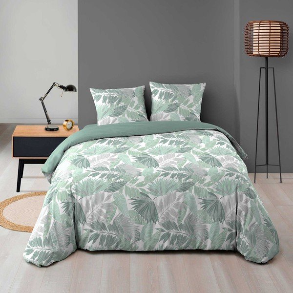 Zelena posteljina za bračni krevet/za produženi krevet od mikroflanela 240x220 cm Epicea – douceur d'intérieur-image-1